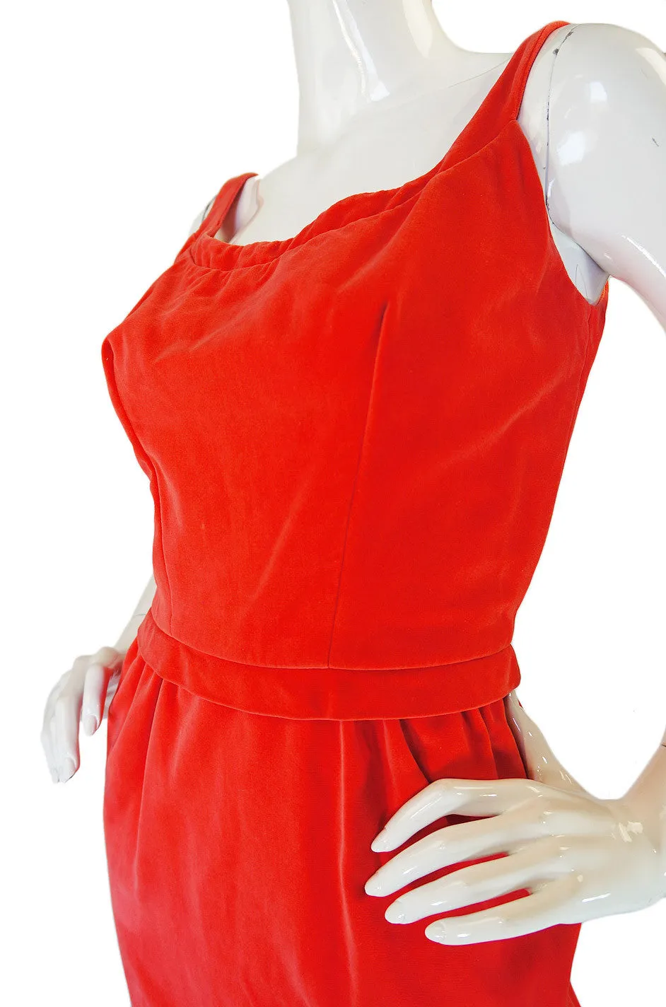 1950s Coral Emma Domb Rose Dress