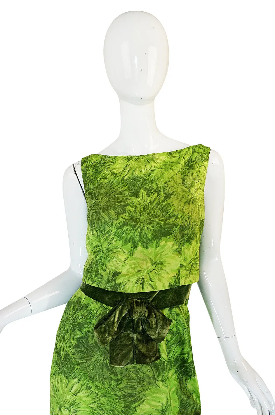 1950s Green Floral Print Cotton Louis Estevez Dress