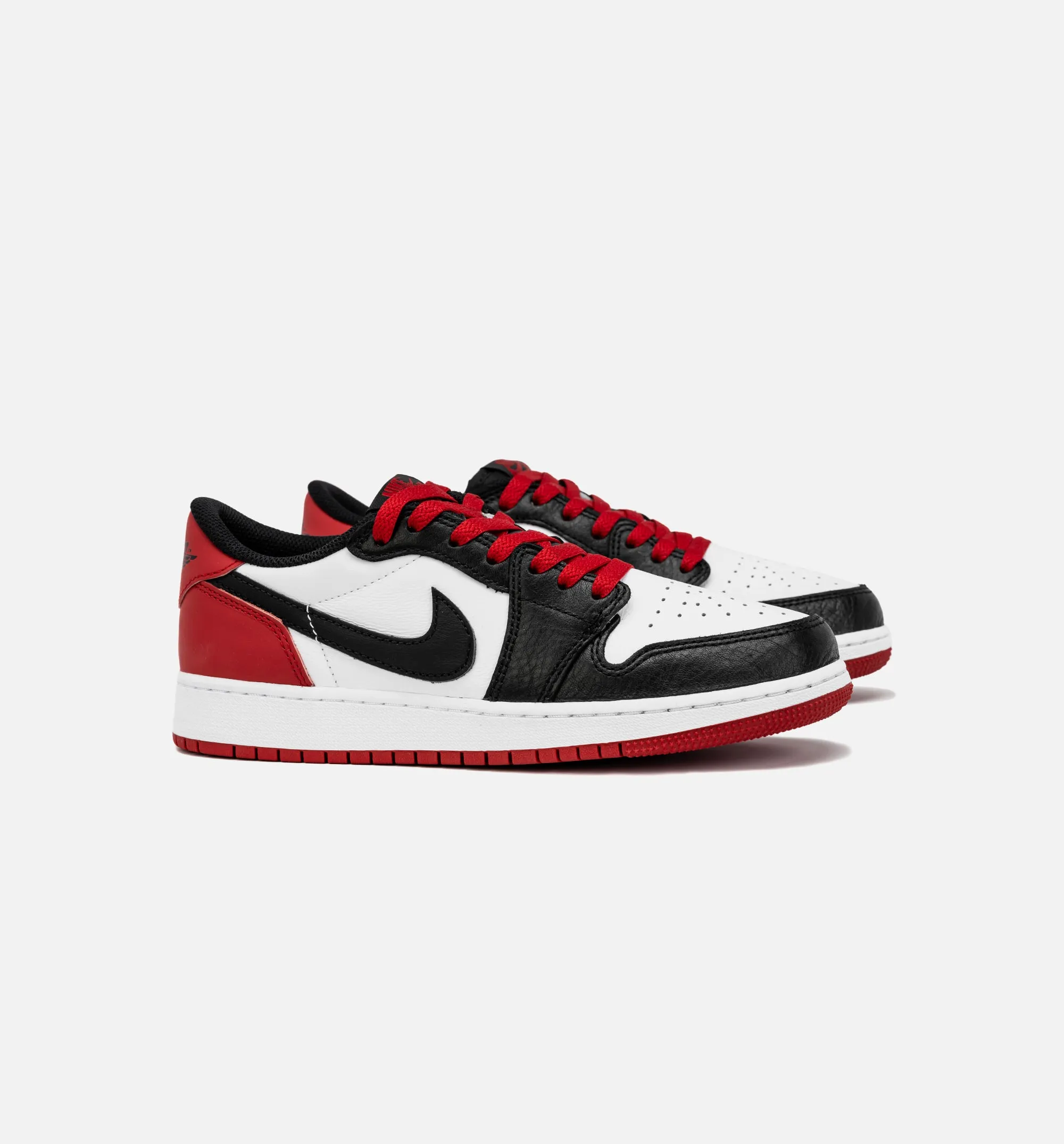 Air Jordan 1 Retro Low OG Black Toe Grade School Lifestyle Shoe - White/Red Free Shipping