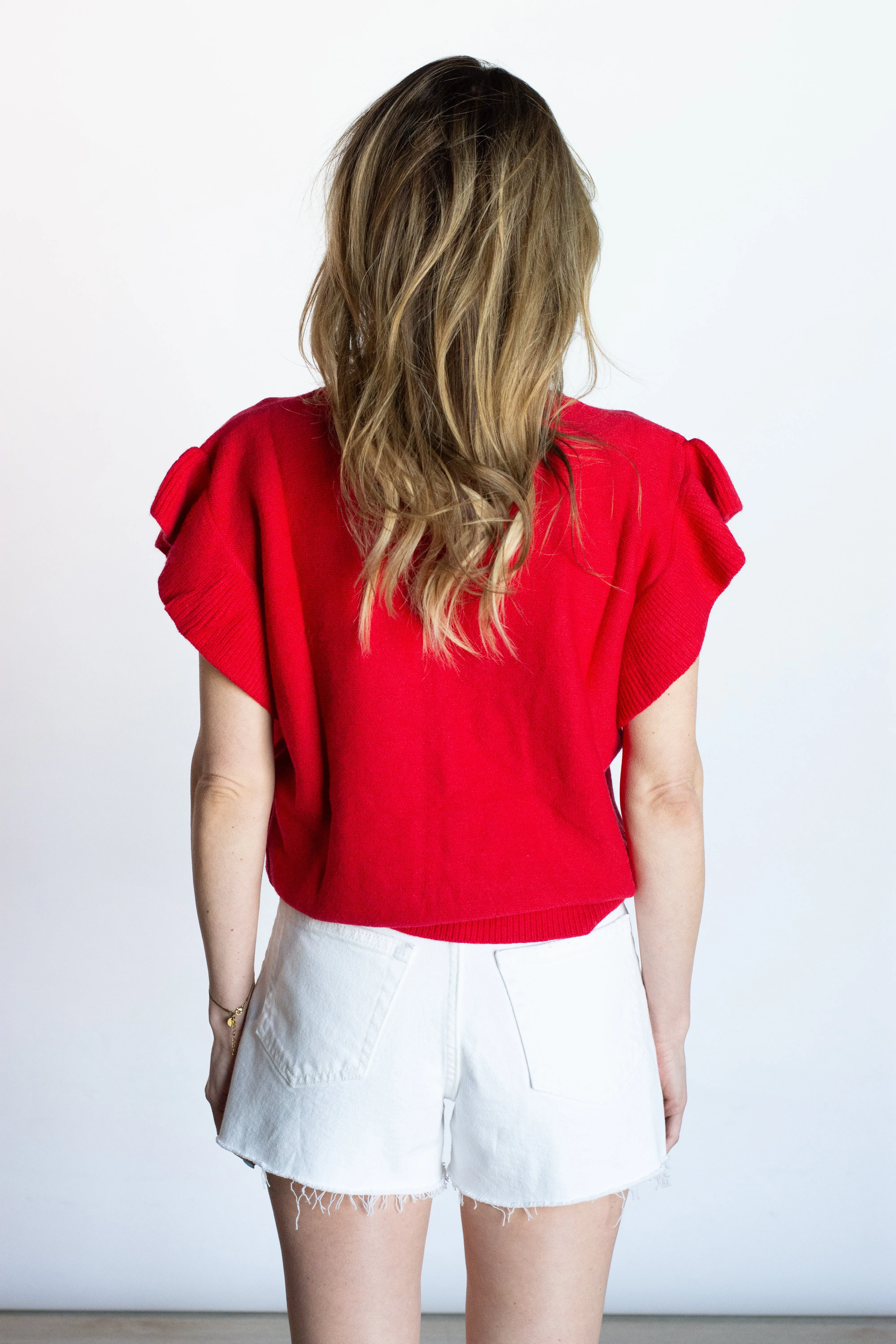 All to Myself Red Short Sleeve Knit Top