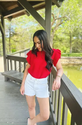 All to Myself Red Short Sleeve Knit Top