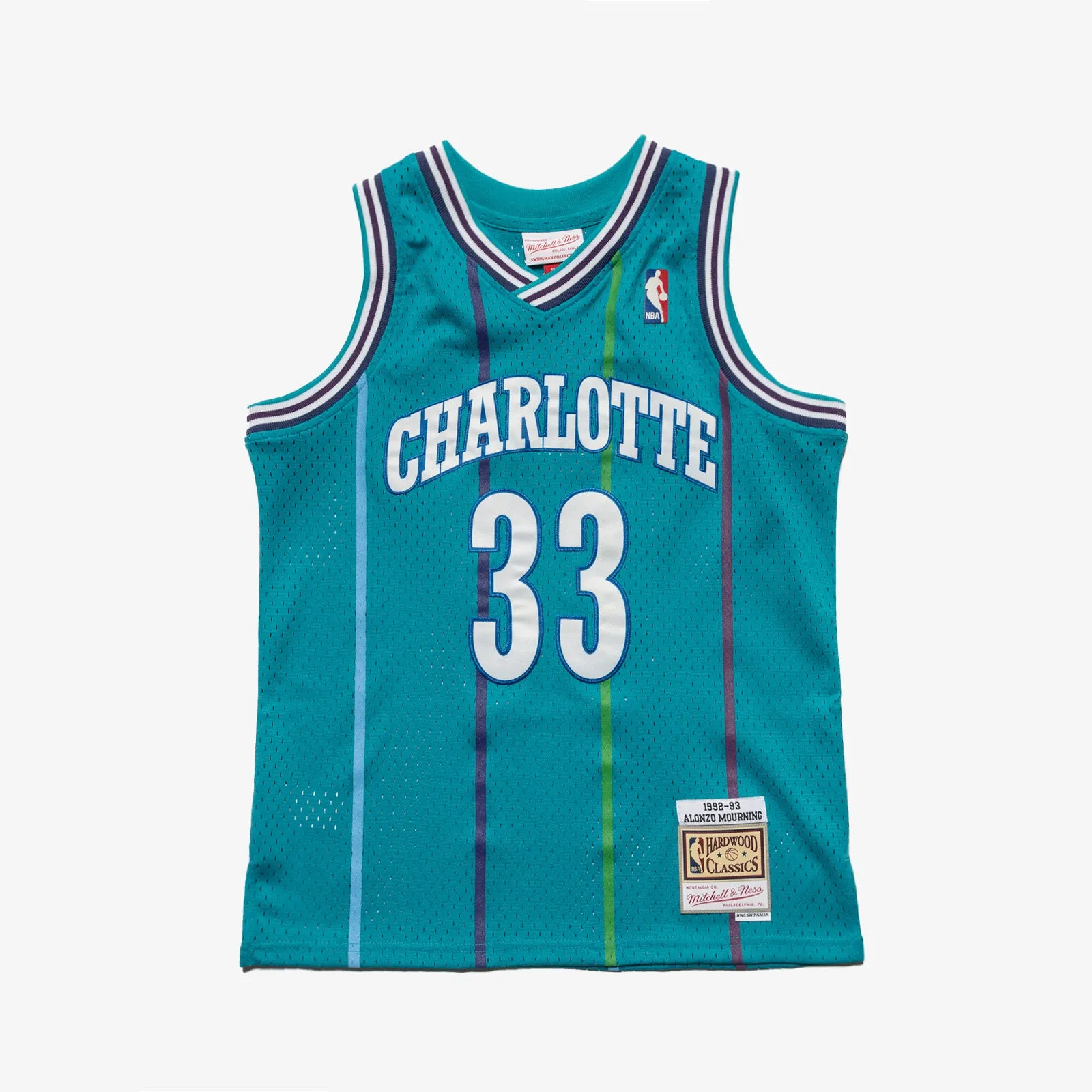 Alonzo Mourning Charlotte Hornets 92-93 HWC Youth Swingman Jersey - Teal