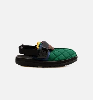 Beatnik Patchwork Mens Slides - Green/Blue