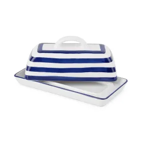 Blue Stripe Butter Dish