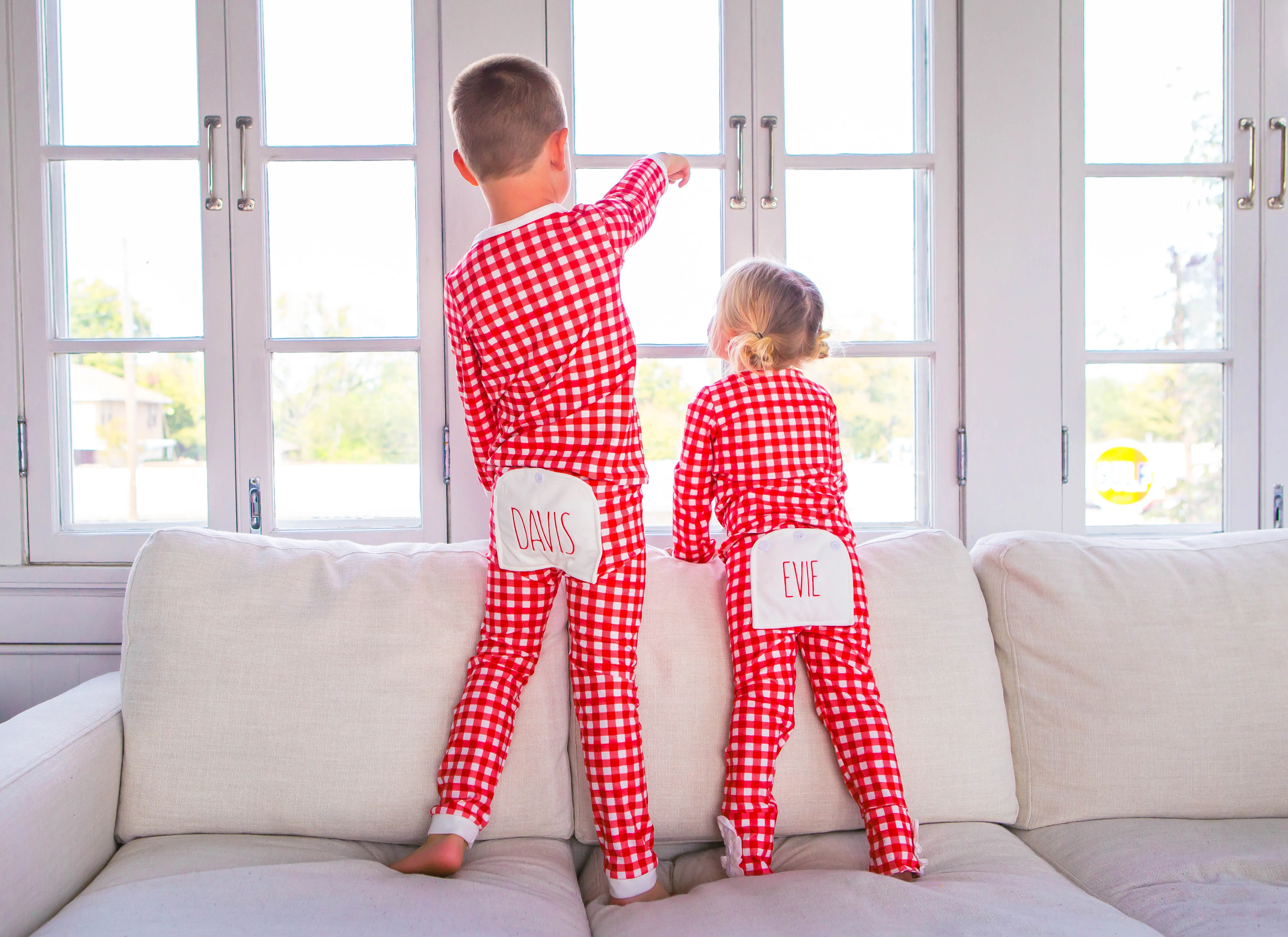 Buttflap Pajamas - Red Gingham