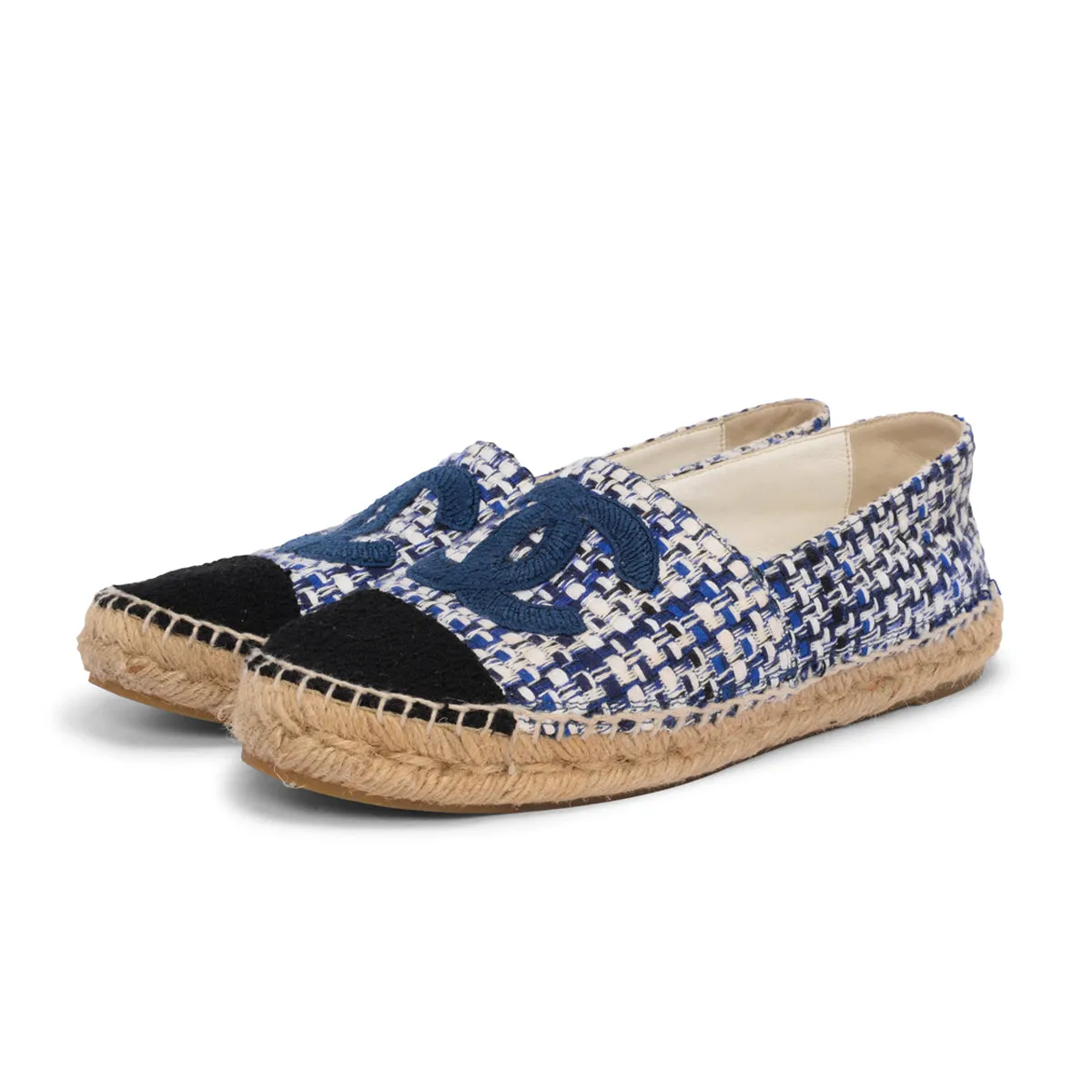 Chanel Blue Tweed CC Espadrilles 39