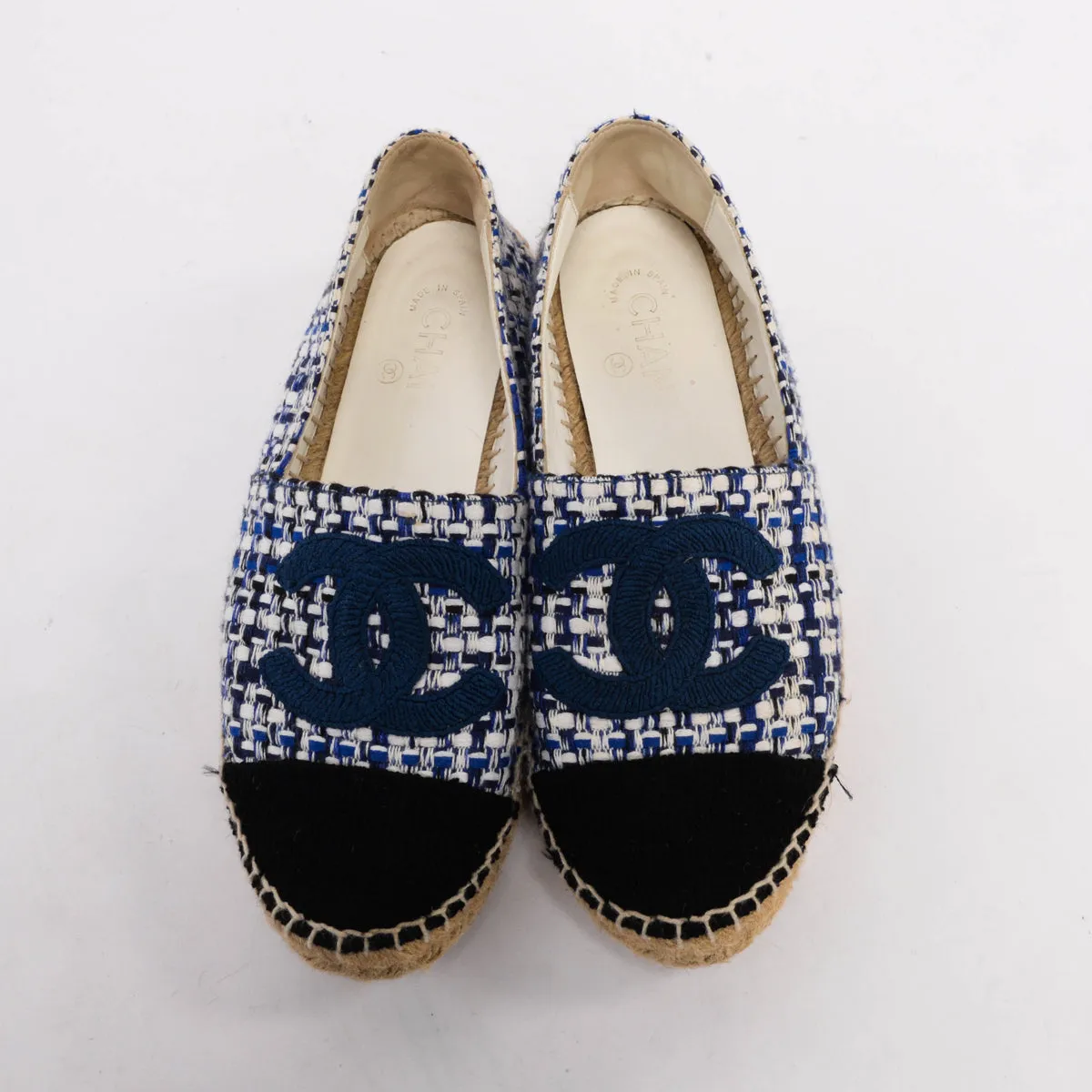 Chanel Blue Tweed CC Espadrilles 39