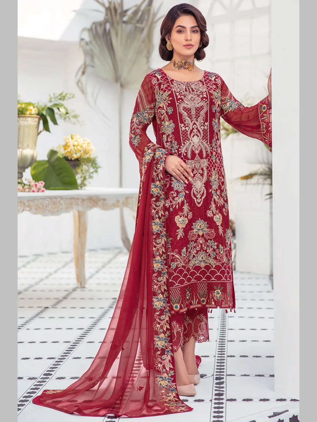 Designer Embroidered Chiffon