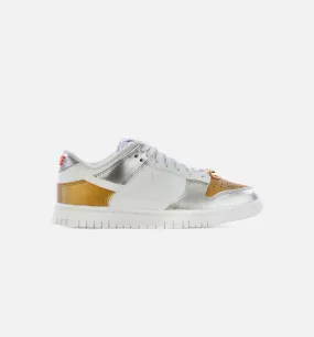 Dunk Low Metallic Womens Lifestyle Shoe - Gold/White/Silver