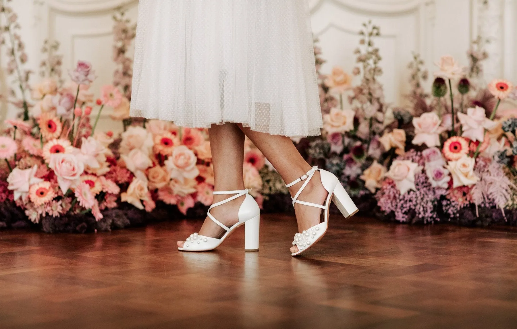 Henrietta - Ivory Pearl Embellished Bridal Block Heel