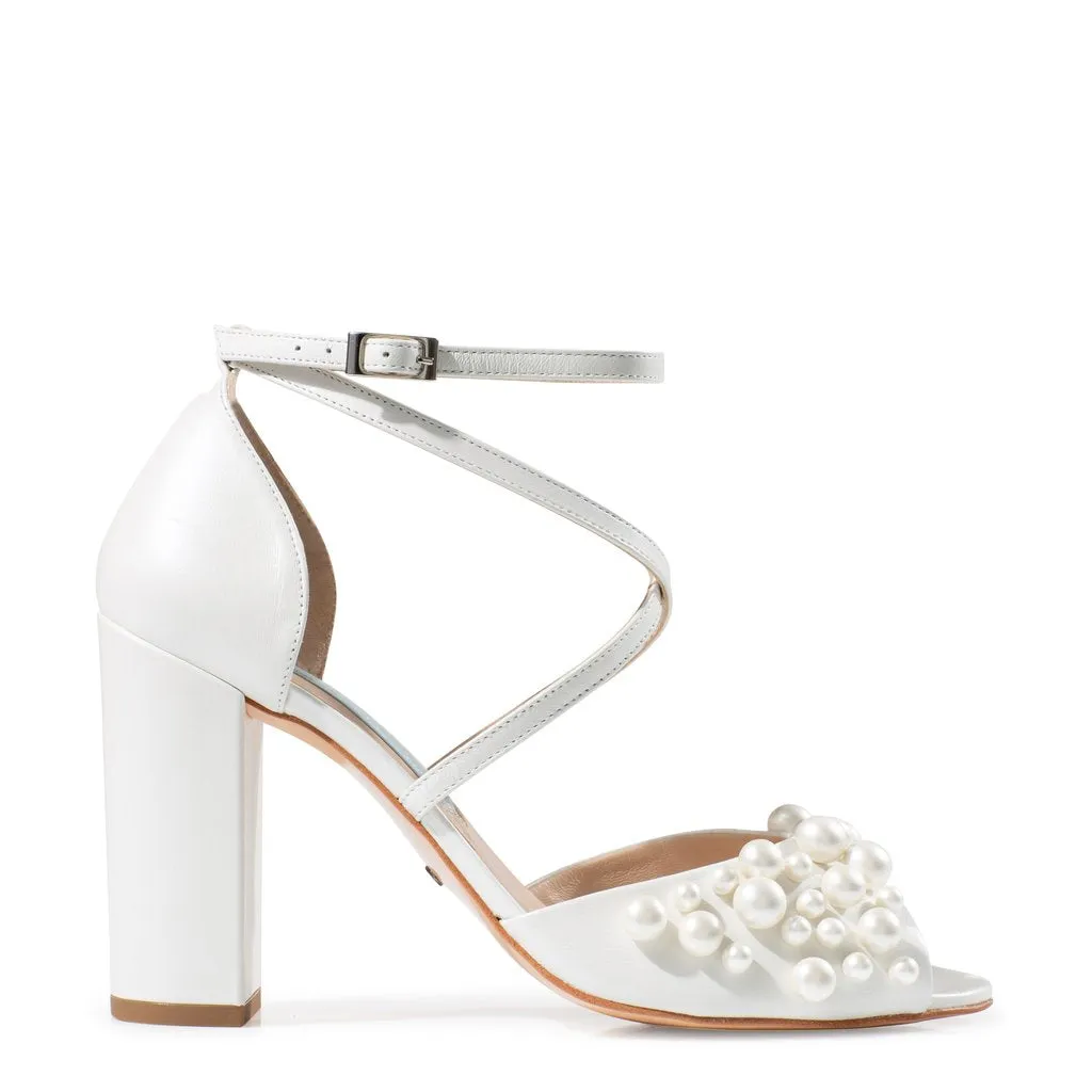 Henrietta - Ivory Pearl Embellished Bridal Block Heel