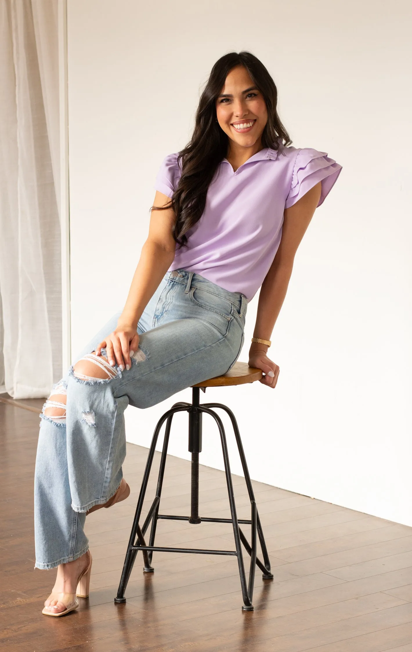 In a Dream Lavender Ruffle Top