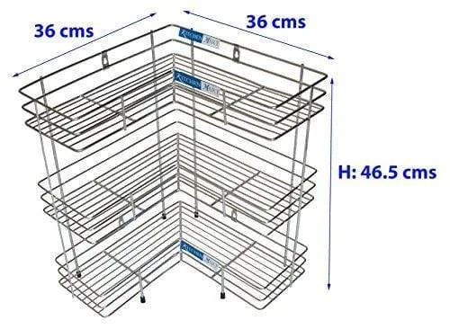 Kitchen Mart Stainless Steel L-Shaped rack 3 tier