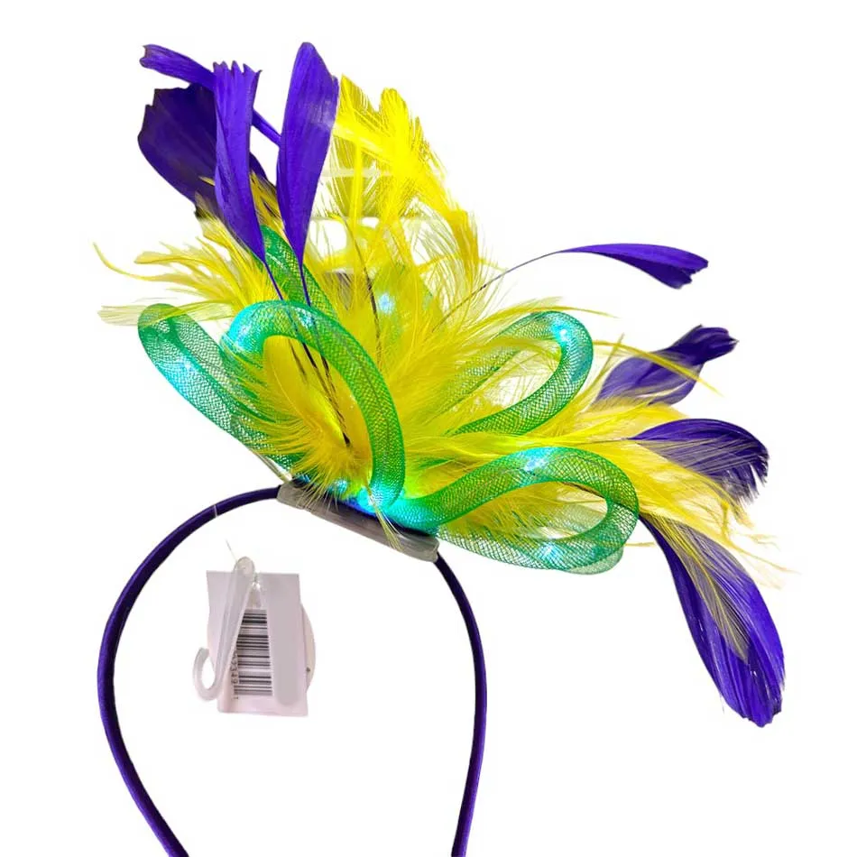 LED Light Up Mardi Gras Feather Headband