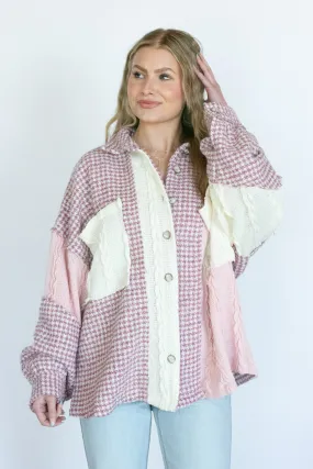 Longing for More Pink Houndstooth Shacket