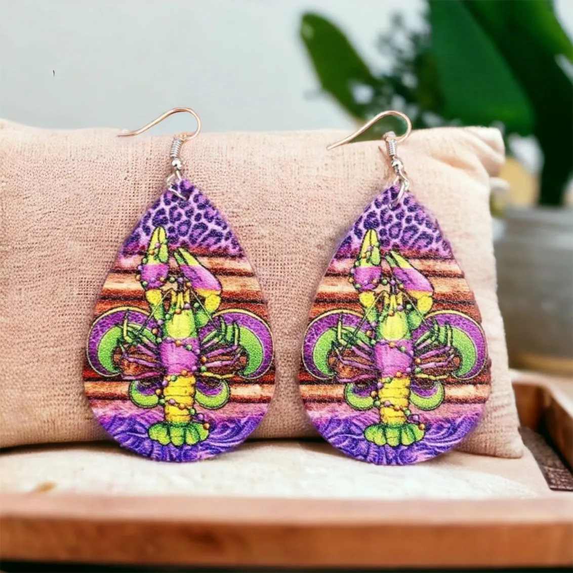 Louisiana Mardi Gras Earrings - Handmade Jewelry, Rhinestone Earrings, New Orleans, NOLA, Purple Green Gold, Mardi Gras Jewelry, Parade Outfit