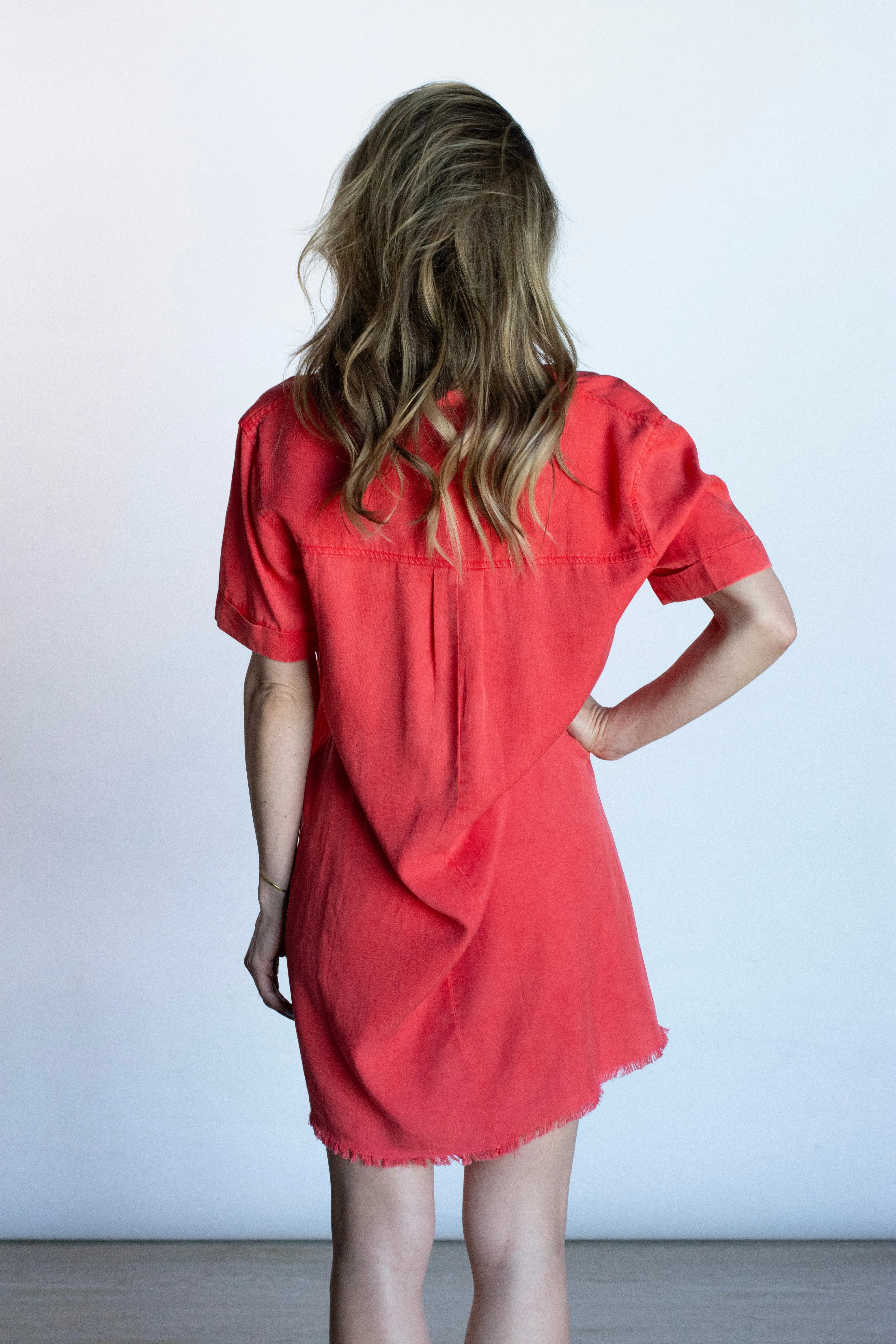 Loving the Sunshine Red Chambray Dress