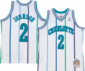 Men's Mitchell & Ness Larry Johnson Charlotte Hornets White 1992-93 Hardwood Classics Swingman Jersey