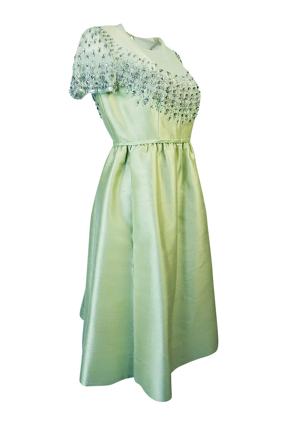 *NEW PRICE DROP* 1960s Malcolm Starr Silk, Sequin, Beads & Crystal Embellished Dress