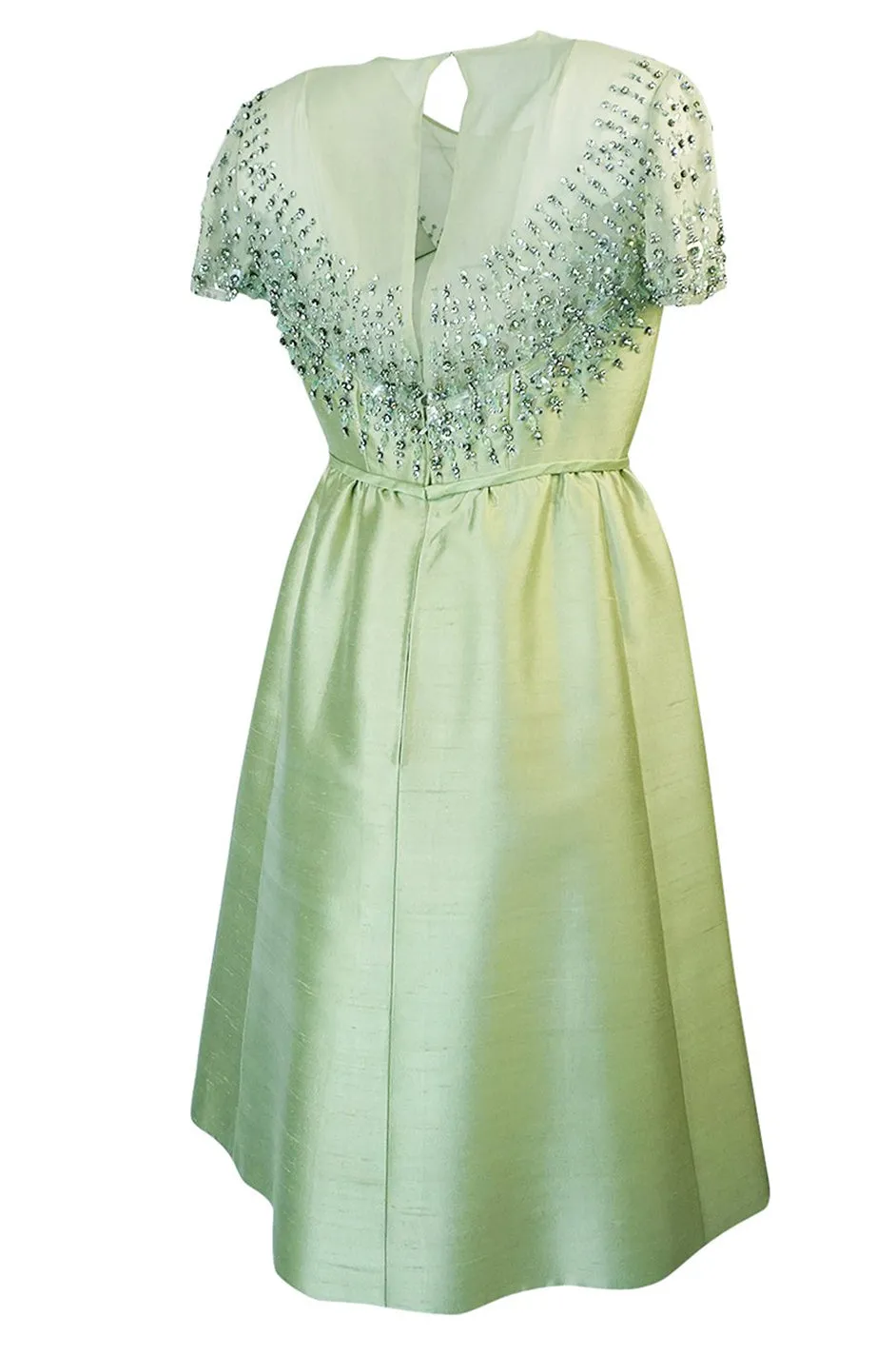 *NEW PRICE DROP* 1960s Malcolm Starr Silk, Sequin, Beads & Crystal Embellished Dress