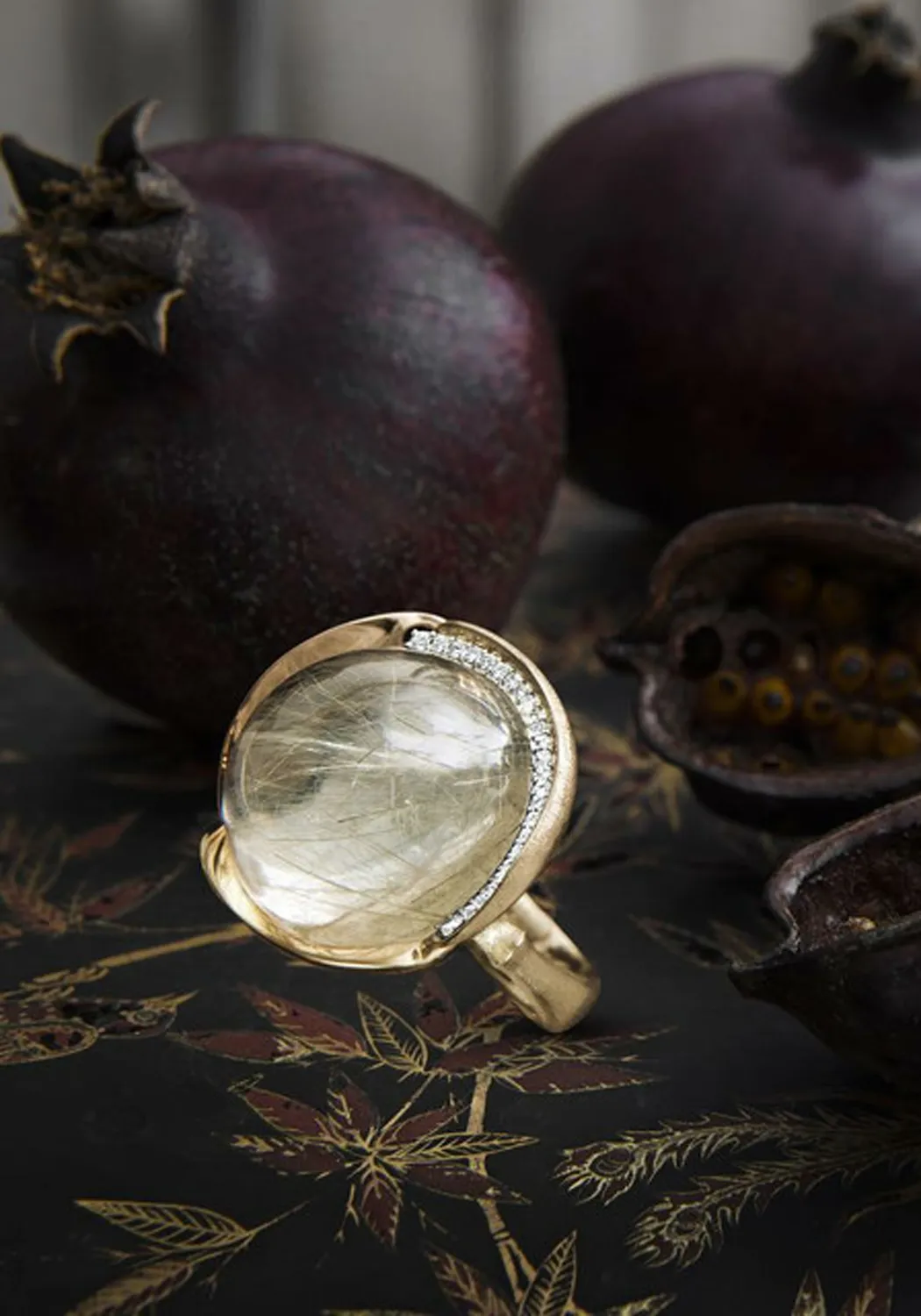 Ole Lynggaard Lotus 3 Diamond & Rutile Quartz Ring