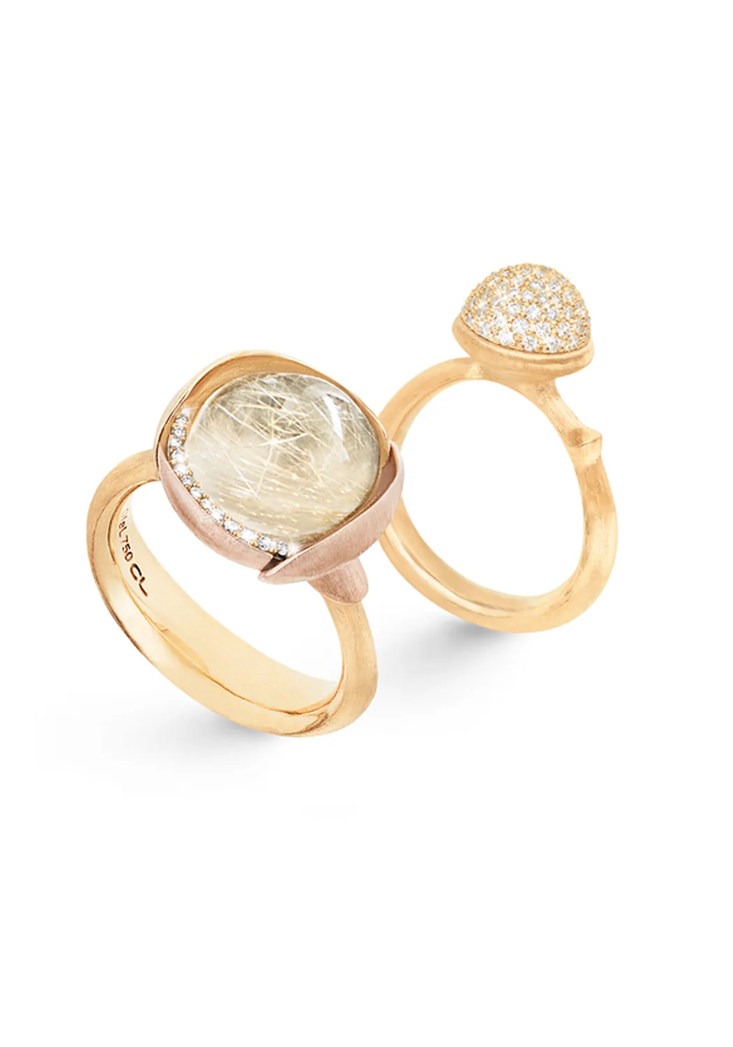 Ole Lynggaard Lotus 3 Diamond & Rutile Quartz Ring