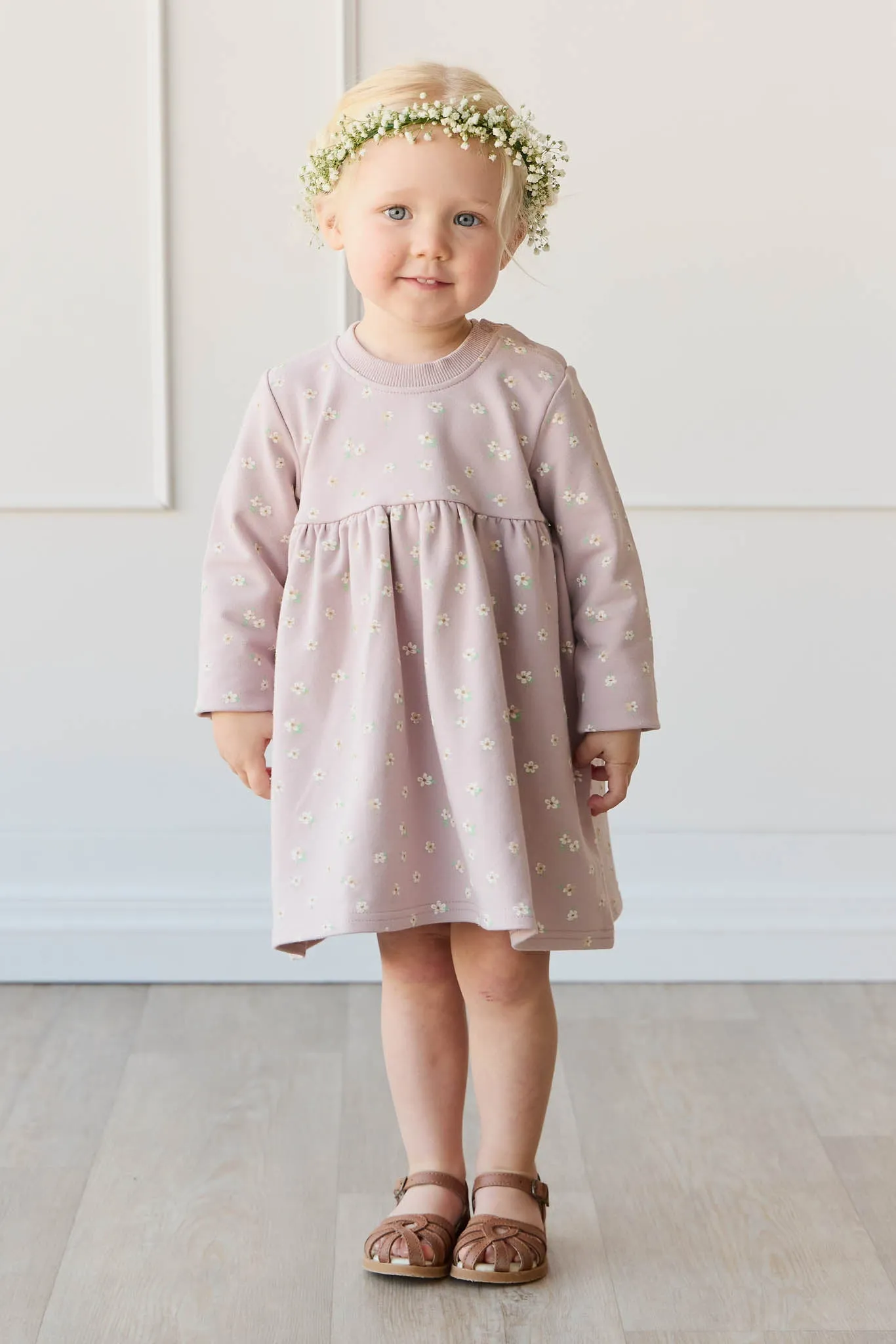 Organic Cotton Charlotte Dress - Simple Flowers Lilac