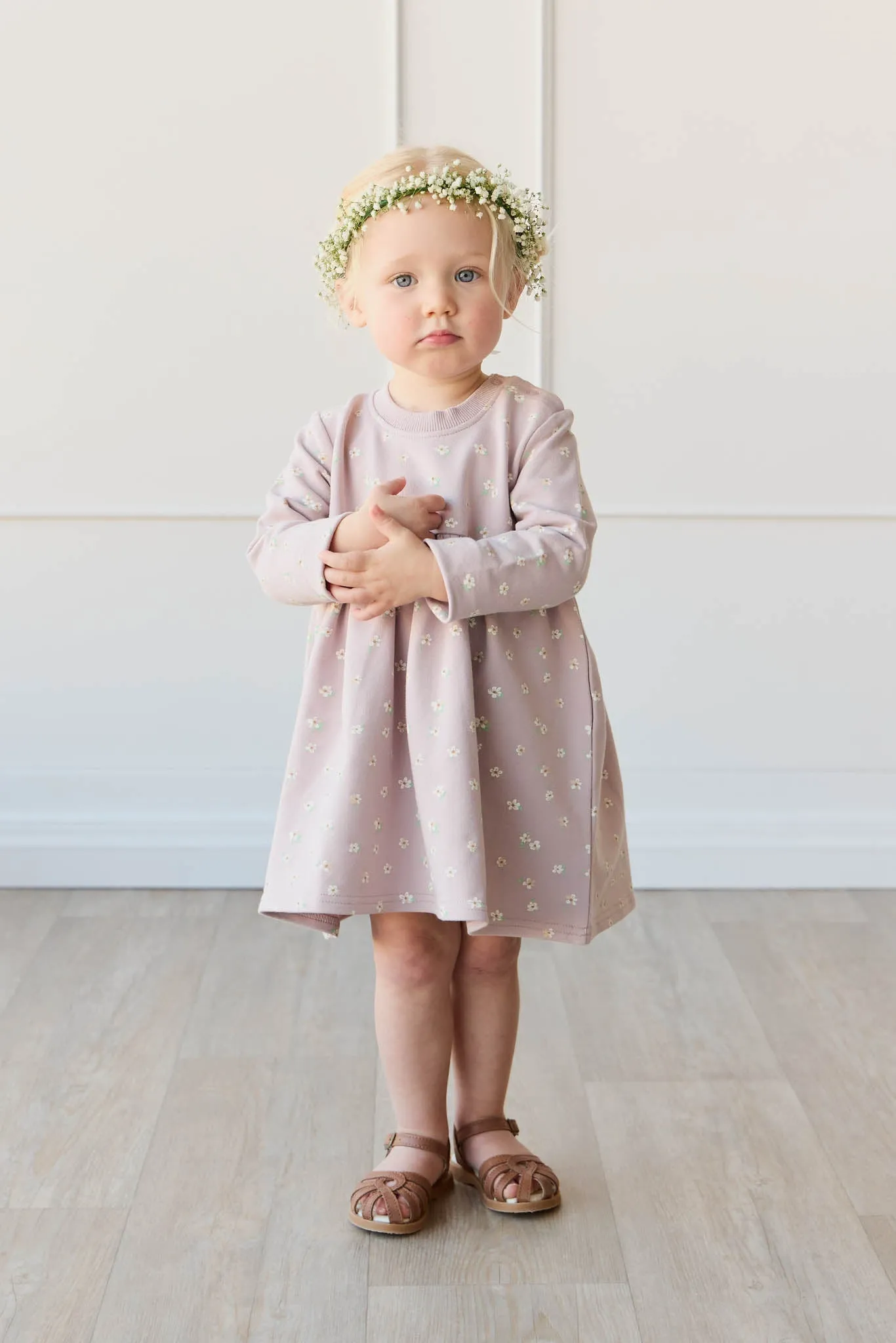 Organic Cotton Charlotte Dress - Simple Flowers Lilac