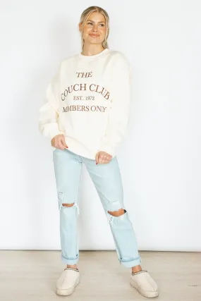 "The Couch Club" Cream Fleece Sweatshirt