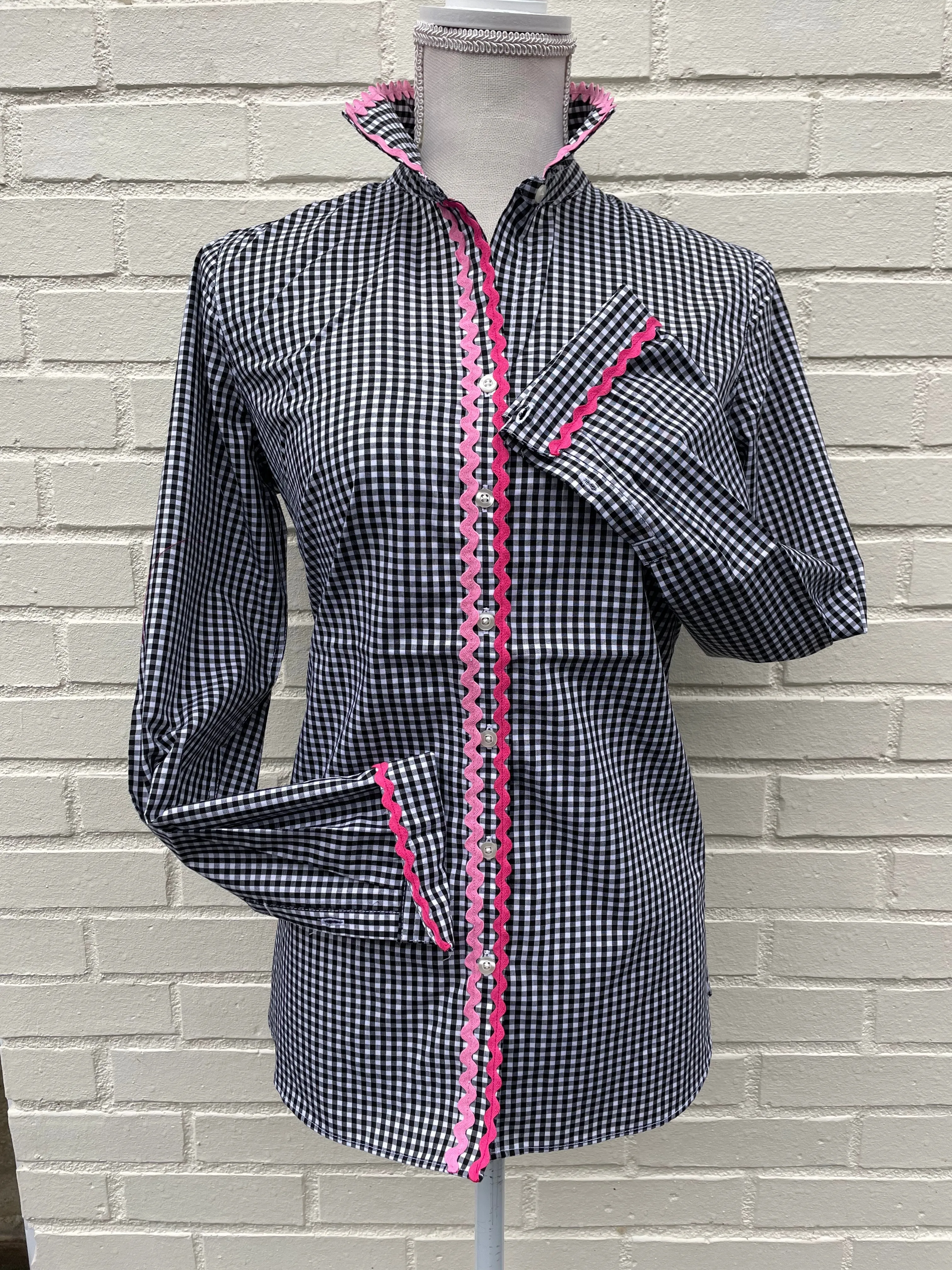 SALE - XS & L ONLY - Charlotte Gingham Ric Rac Shirt (CLT04) *FINAL SALE*