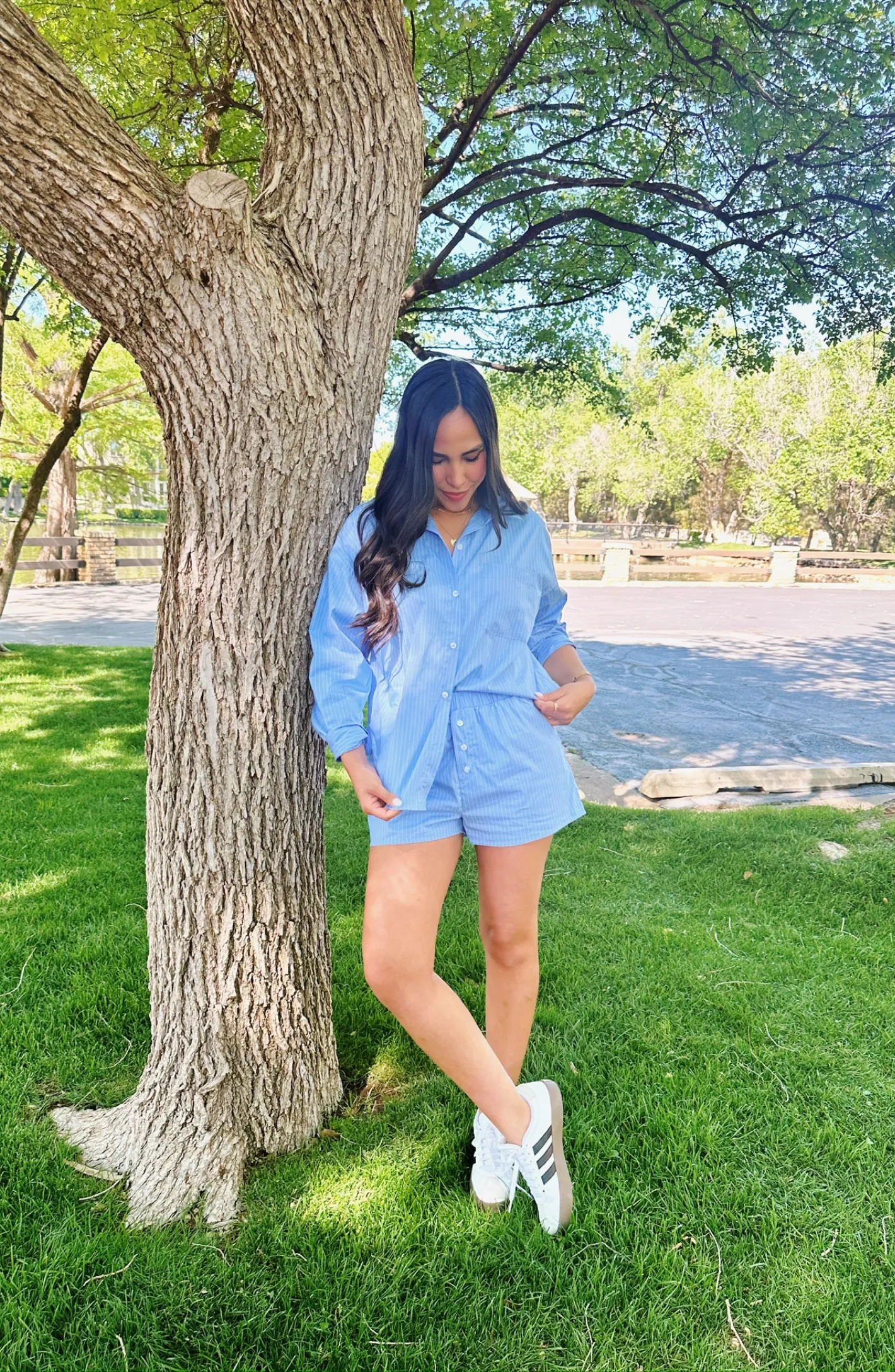 Summer is in the Air Blue Striped Button Down Top