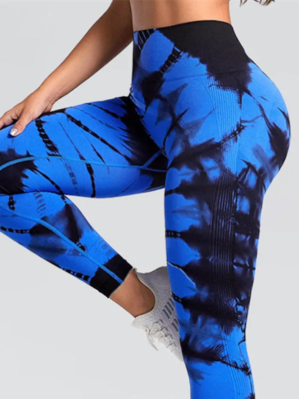 ZASUWA Female Breathable Seamless Tie-Dye Leggings